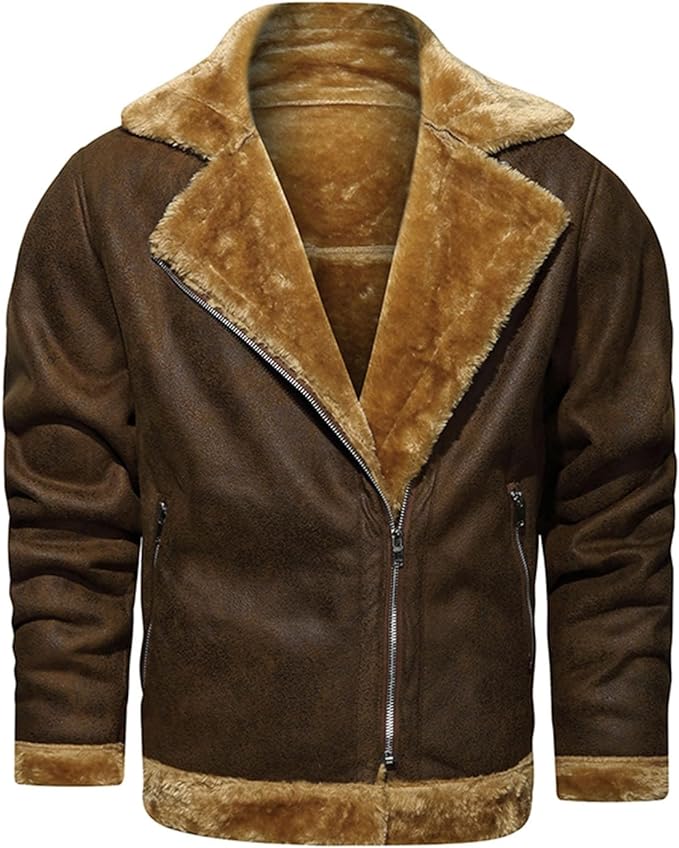 Ray's Leather Bomber Jackets For Men Real Sheepskin B3 Aviator Leather Jacket With Thick Shearling Sheepskin