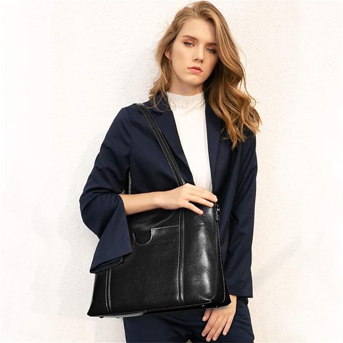 Ray's Large Capacity Cowhide Leather Shoulder Bag Purses Luxury Handbags for Women