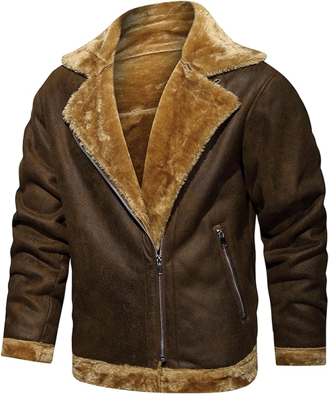 Ray's Leather Bomber Jackets For Men Real Sheepskin B3 Aviator Leather Jacket With Thick Shearling Sheepskin