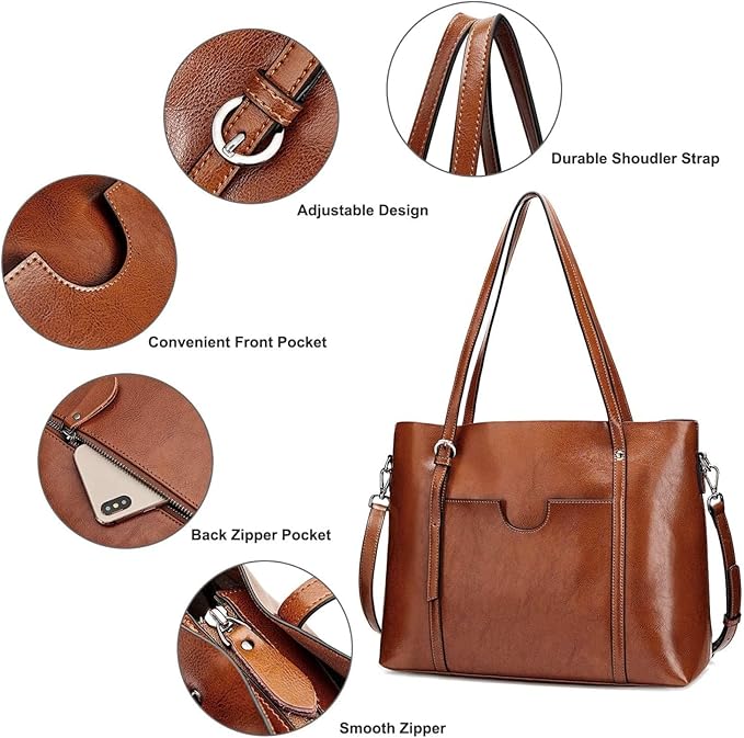 Ray's Large Capacity Cowhide Leather Shoulder Bag Purses Luxury Handbags for Women