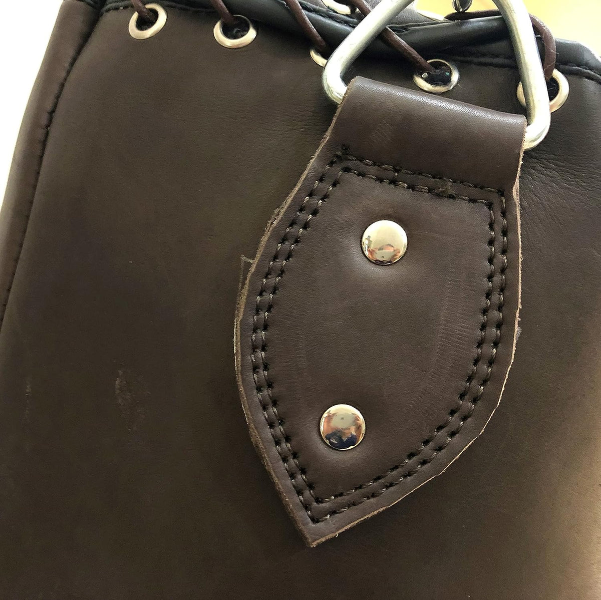 RAY'S Heavy Punching Bag, Brown Genuine Leather, 5 Feet, Unfilled, with Chain and Metal D-Rings