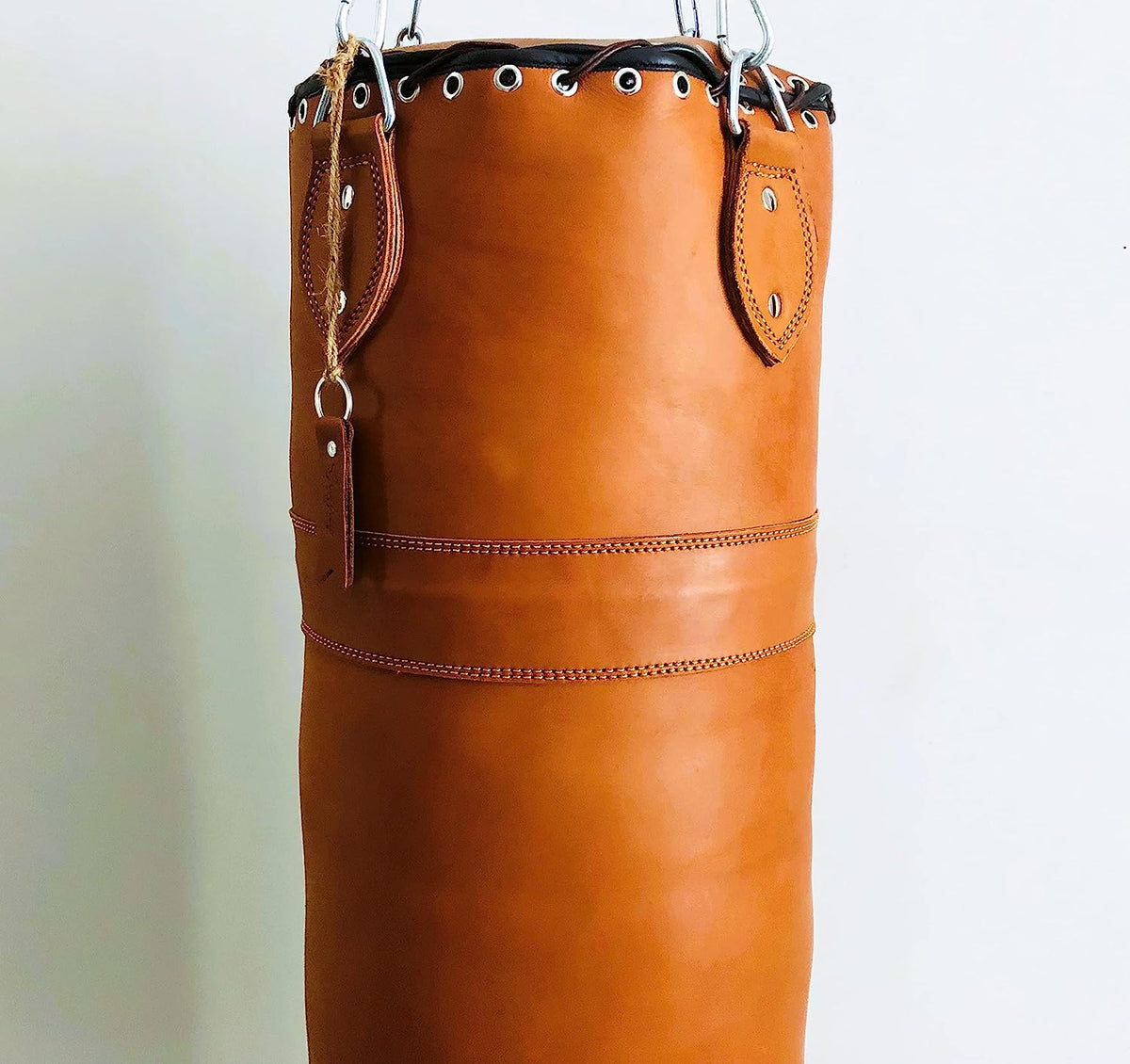 RAY'S Heavy Punching Bag, Tan Brown Leather, 5 Feet, Unfilled with Chain