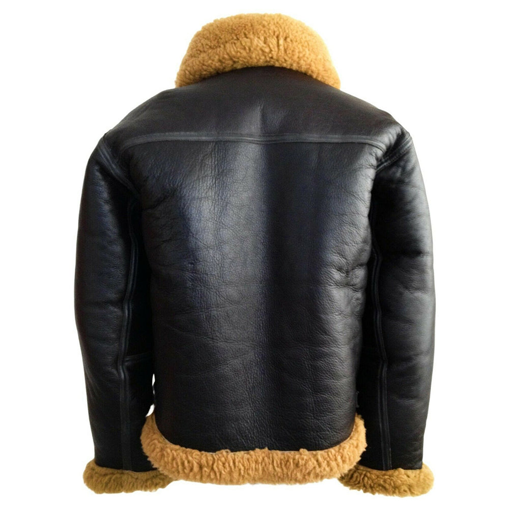 Ray's Leather Bomber Jackets For Men Real Sheepskin B3 Aviator Leather Jacket With Thick Shearling Sheepskin
