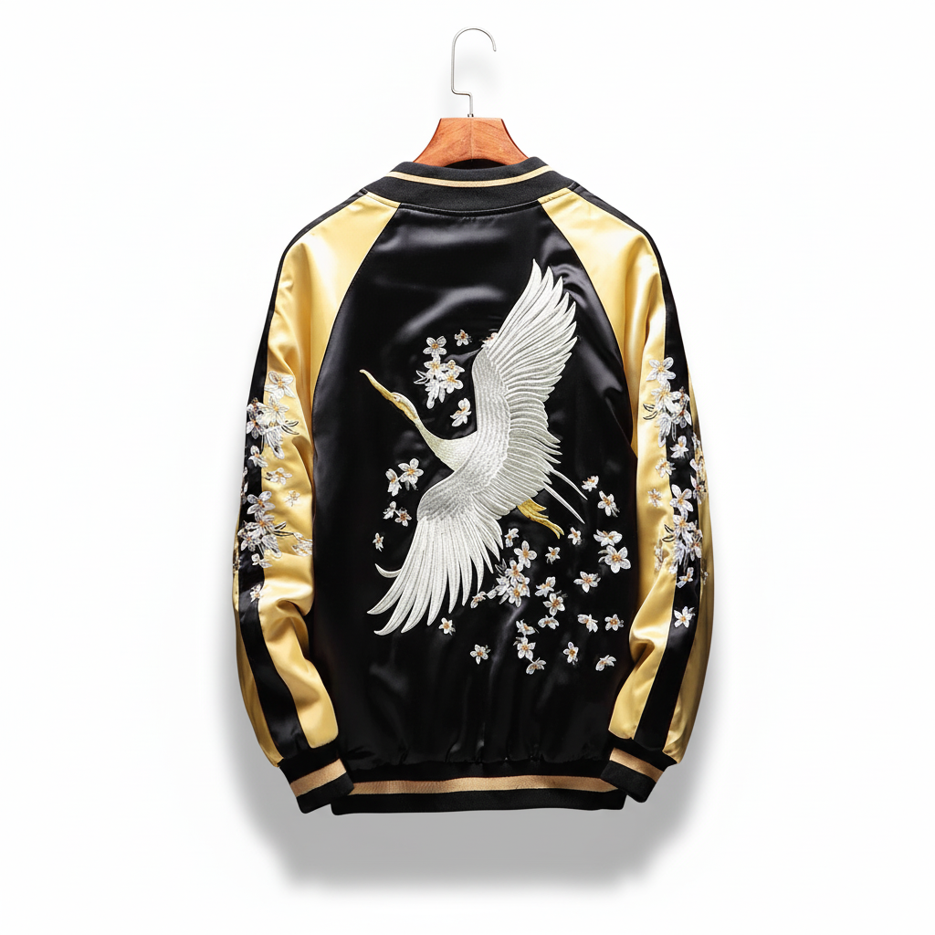 RAY'S Flowers and Crane Sukajan Souvenir Jacket ADULT SIZE