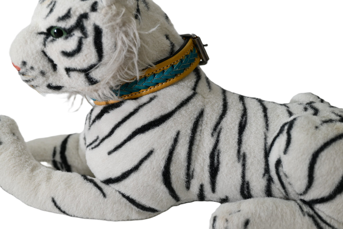 Braided Leather Dog Collar with Metal Hardware, Genuine Leather with Decorative Braided Detail&nbsp;
