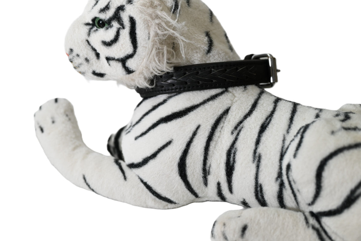 Braided Leather Dog Collar with Metal Hardware, Genuine Leather with Decorative Braided Detail&nbsp;