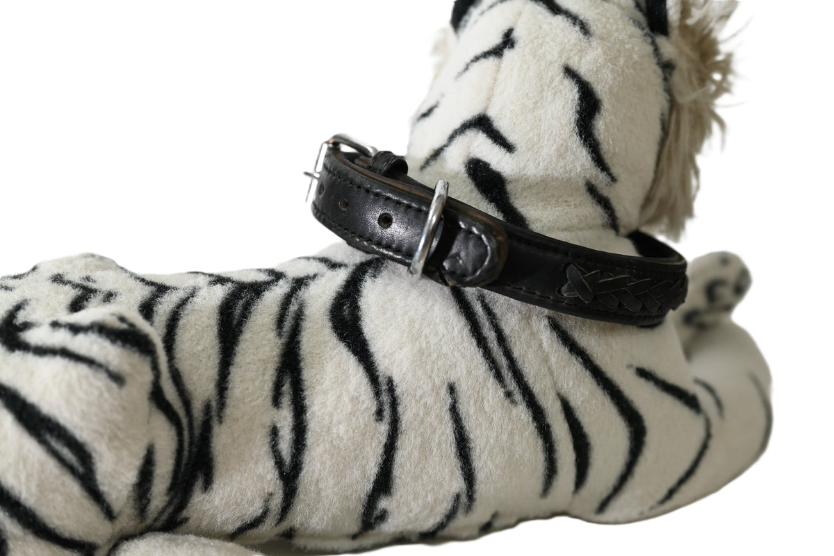 Braided Leather Dog Collar with Metal Hardware, Genuine Leather with Decorative Braided Detail&nbsp;
