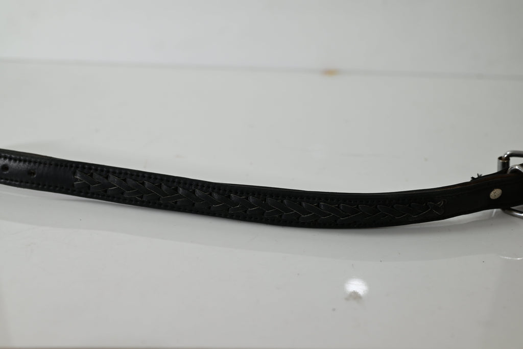 Braided Leather Dog Collar with Metal Hardware, Genuine Leather with Decorative Braided Detail&nbsp;