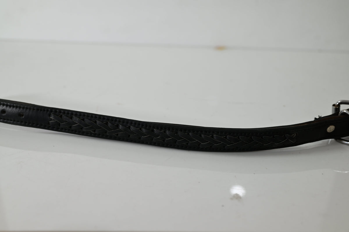 Braided Leather Dog Collar with Metal Hardware, Genuine Leather with Decorative Braided Detail&nbsp;