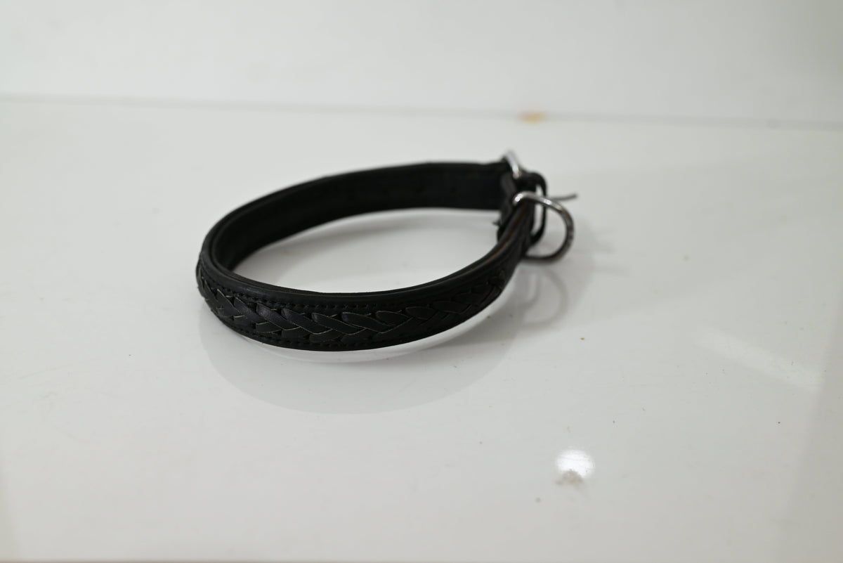 Braided Leather Dog Collar with Metal Hardware, Genuine Leather with Decorative Braided Detail&nbsp;