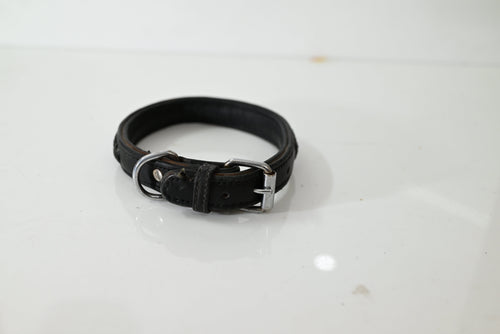 Braided Leather Dog Collar with Metal Hardware, Genuine Leather with Decorative Braided Detail&nbsp;