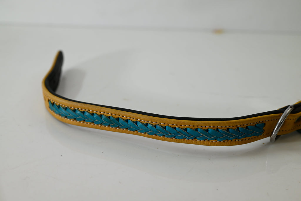 Braided Leather Dog Collar with Metal Hardware, Genuine Leather with Decorative Braided Detail&nbsp;