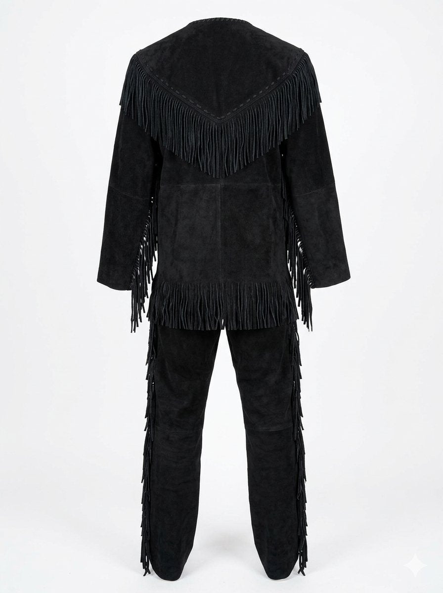 Western Suede Leather Fringe Suits Shirt &amp; Pant