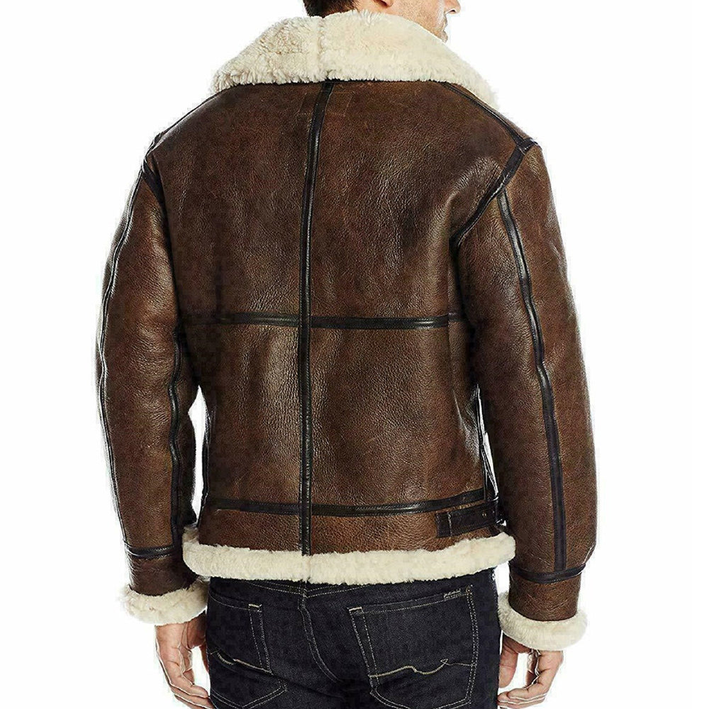 RAY'S WESTERN Leather Jacket Men Shearling Sheepskin