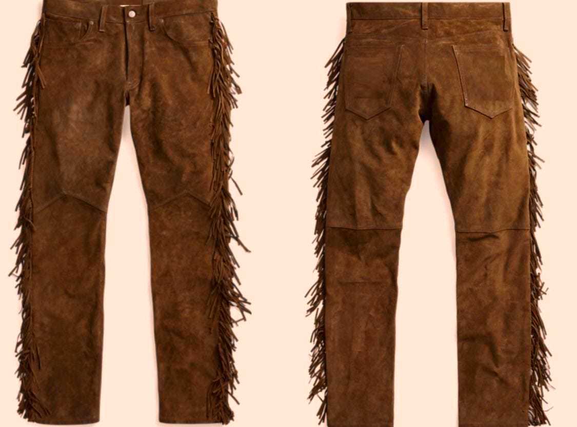 Western Suede Leather Fringe Suits Shirt &amp; Pant